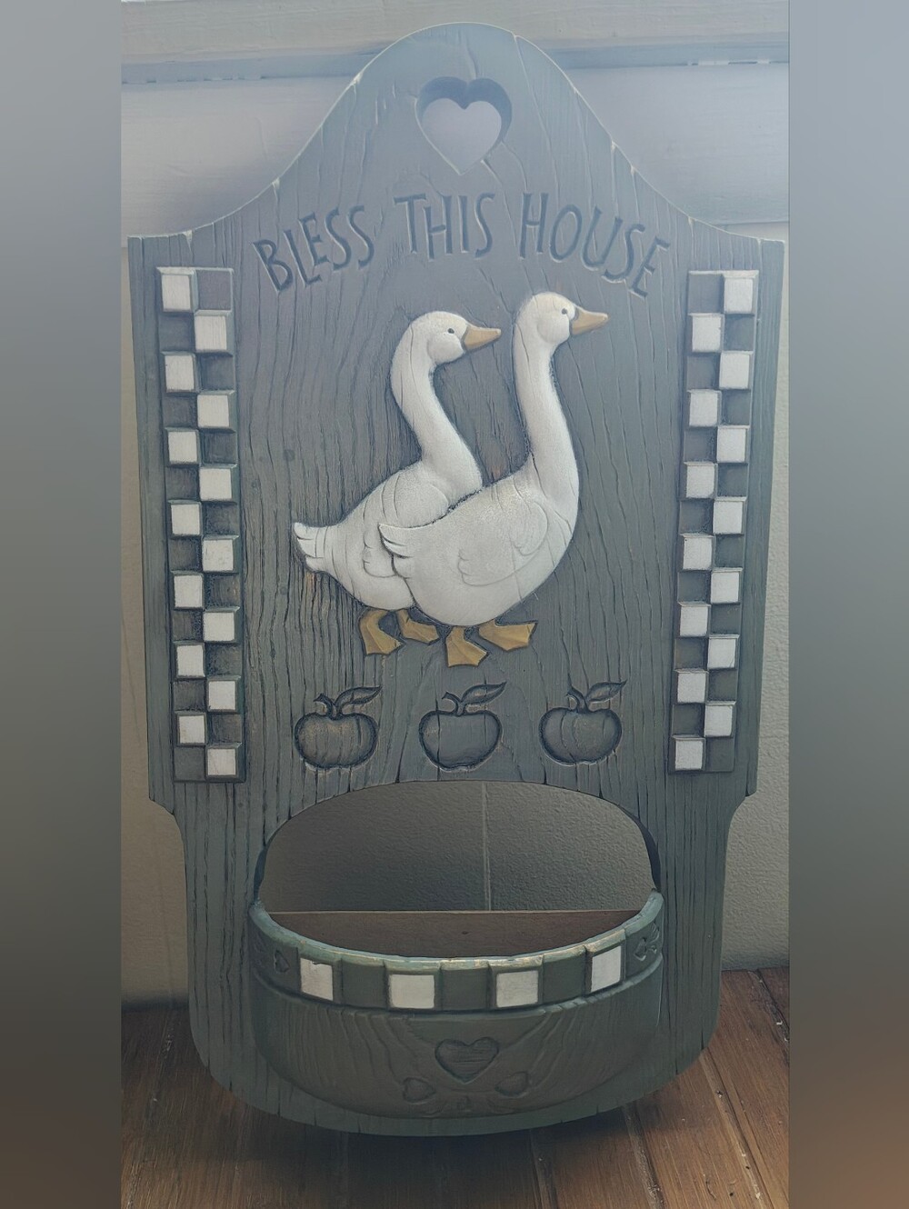 Vintage 1988 'Bless This House' Goose Burwood Wall Pocket